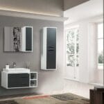 Bagnora Alize 100 cm Antrasit Beyaz Banyo Dolabı (Boy Dolapsız)