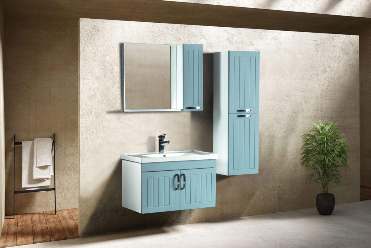 Bagnora Alya 80 cm Mavi Banyo Dolabı (Boy Dolapsız)