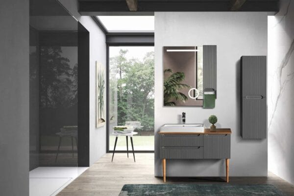 Bagnora Artemis 100 cm Antrasit/Ahşap Banyo Dolabı (Boy Dolapsız)