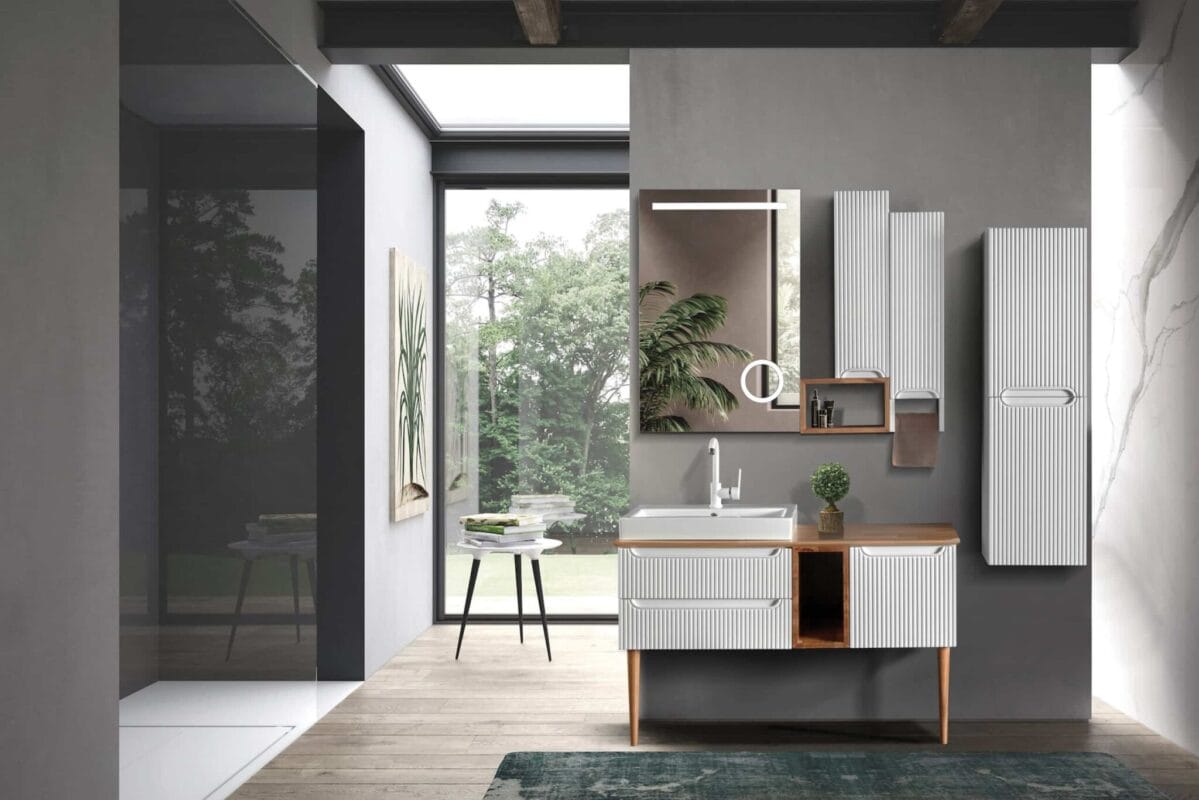 Bagnora Artemis 120 cm Beyaz/Ahşap Banyo Dolabı (Boy Dolapsız)