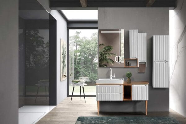 Bagnora Artemis 120 cm Beyaz/Ahşap Banyo Dolabı (Boy Dolapsız)