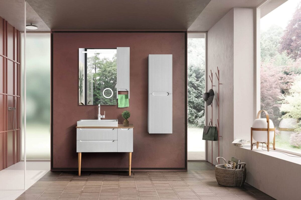 Bagnora Artemis 85 cm Beyaz/Ahşap Banyo Dolabı (Boy Dolapsız)