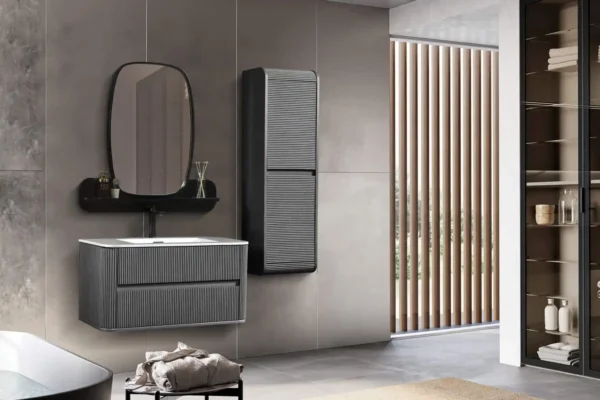 Bagnora Curved 100 cm Antrasit Banyo Dolabı (Boy Dolapsız)