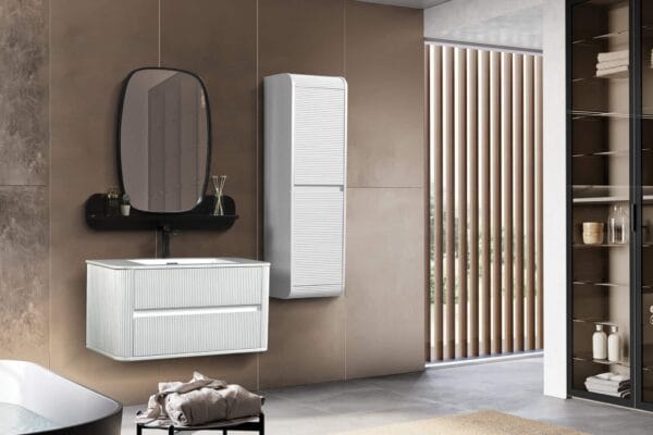 Bagnora Curved 100 cm Beyaz Banyo Dolabı (Boy Dolapsız)