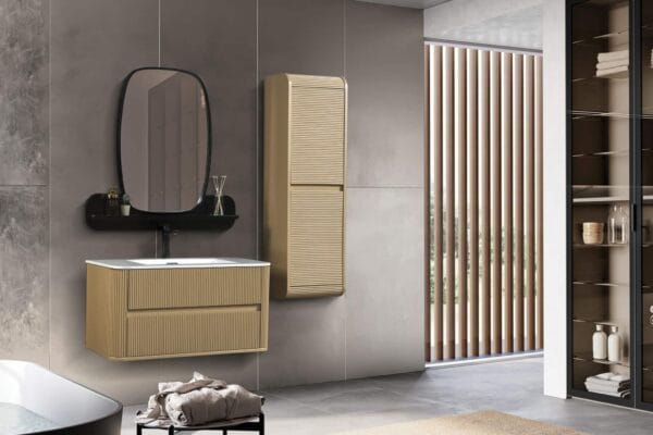 Bagnora Curved 100 cm Cappuccino Banyo Dolabı (Boy Dolapsız)