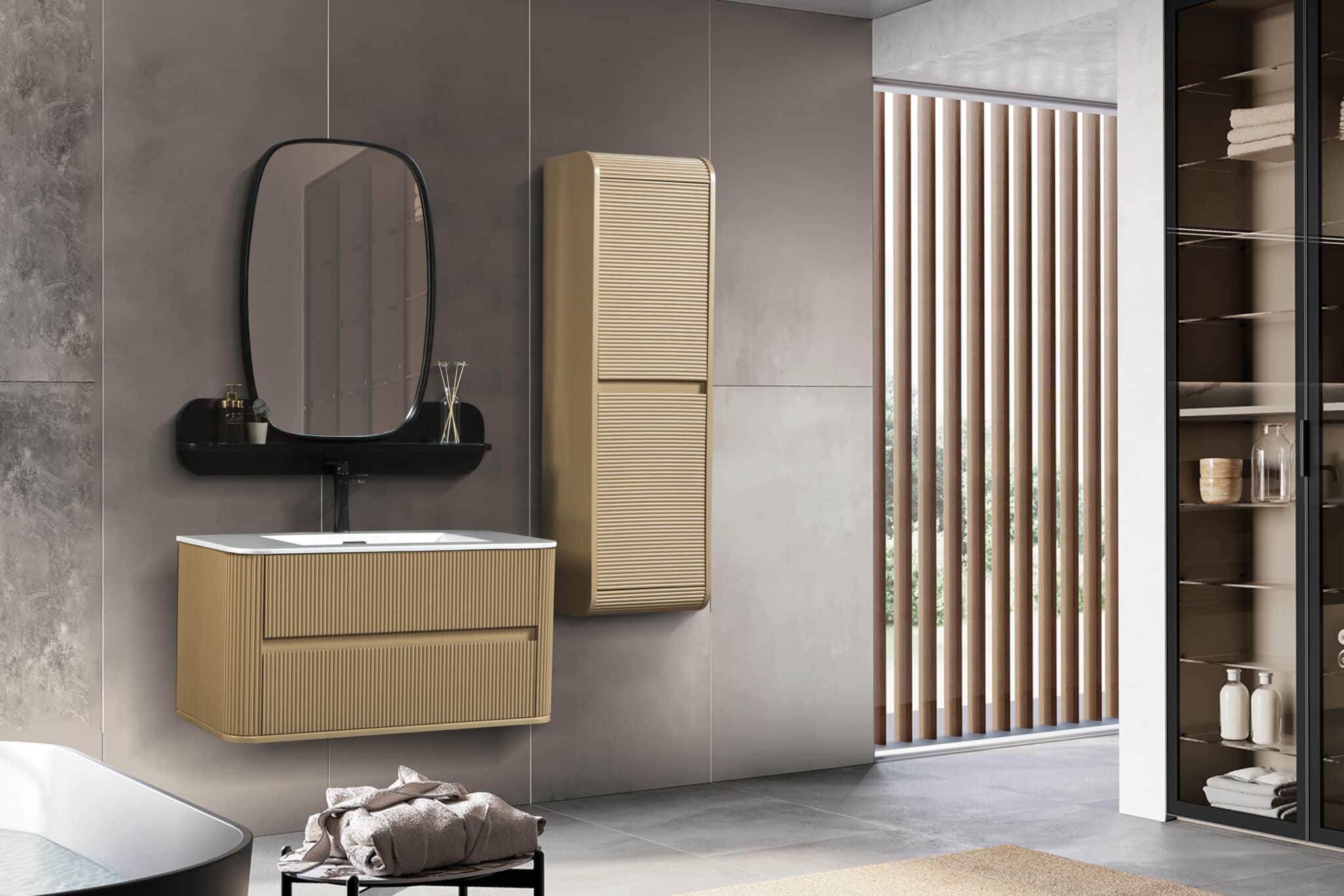 Bagnora Curved 100 cm Cappuccino Banyo Dolabı (Boy Dolapsız) Bagnora Curved 100 cm Cappuccino Banyo Dolabı (Boy Dolapsız)