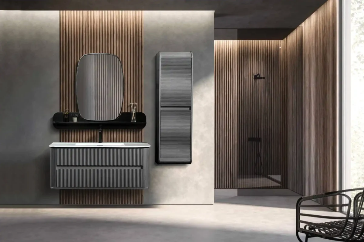 Bagnora Curved 120 cm Antrasit Banyo Dolabı (Boy Dolapsız)