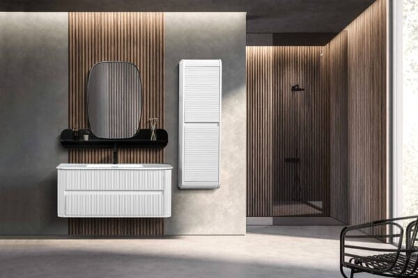 Bagnora Curved 120 cm Beyaz Banyo Dolabı (Boy Dolaplı)