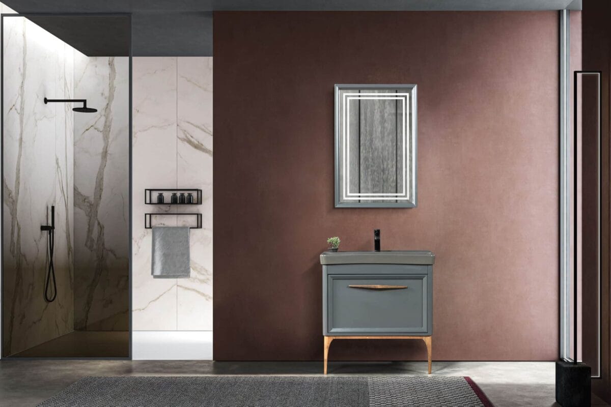 Bagnora Foresta 80 cm Antrasit Banyo Dolabı (Boy Dolapsız)