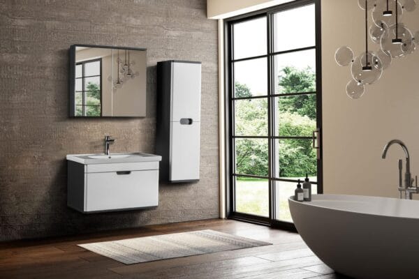 Bagnora Hera 60 cm Beyaz/Antrasit Banyo Dolabı (Boy Dolapsız)