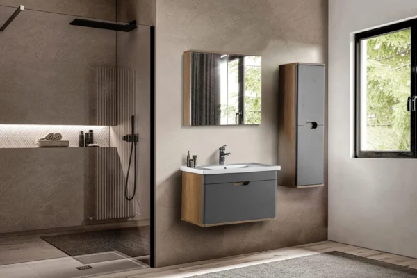 Bagnora Hera 60 cm Gri Banyo Dolabı (Boy Dolaplı)