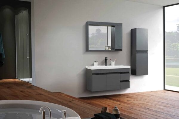 Bagnora Lotus 100 cm Antrasit Banyo Dolabı (Boy Dolapsız)