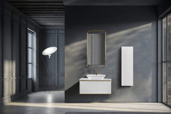 Bagnora Odin 100 cm Beyaz Gold Banyo Dolabı (Boy Dolaplı)