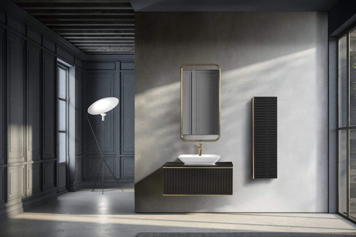 Bagnora Odın 100 cm Siyah/Gold Banyo Dolabı (Boy Dolapsız)