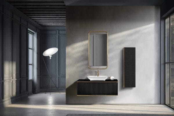 Bagnora Odin 120 cm Siyah/Gold Banyo Dolabı (Boy Dolapsız)