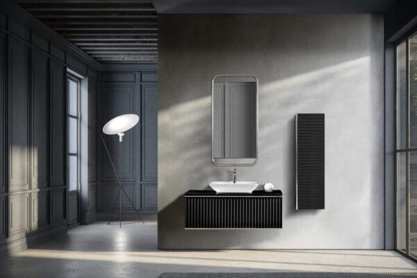 Bagnora Odin 120 cm Siyah/Gümüş Banyo Dolabı (Boy Dolapsız)