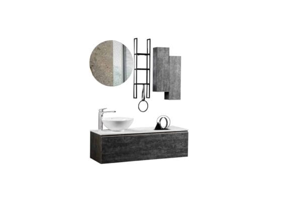 Bagnora Padova 100 cm Gri Ahşap Banyo Dolabı (Boy Dolapsız)