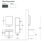Bagnora PERGE 65 cm Banyo Dolabı - Beyaz/Antrasit (Boy Dolaplı)