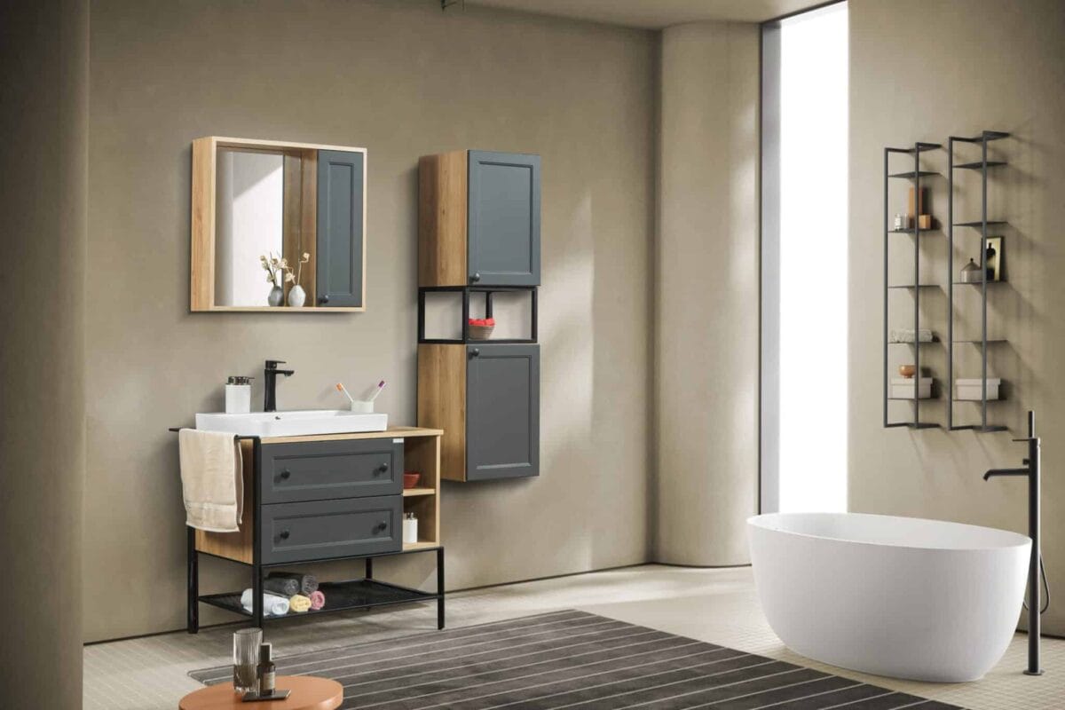 Bagnora Practical 95 cm Antrasit Banyo Dolabı (Boy Dolaplı)