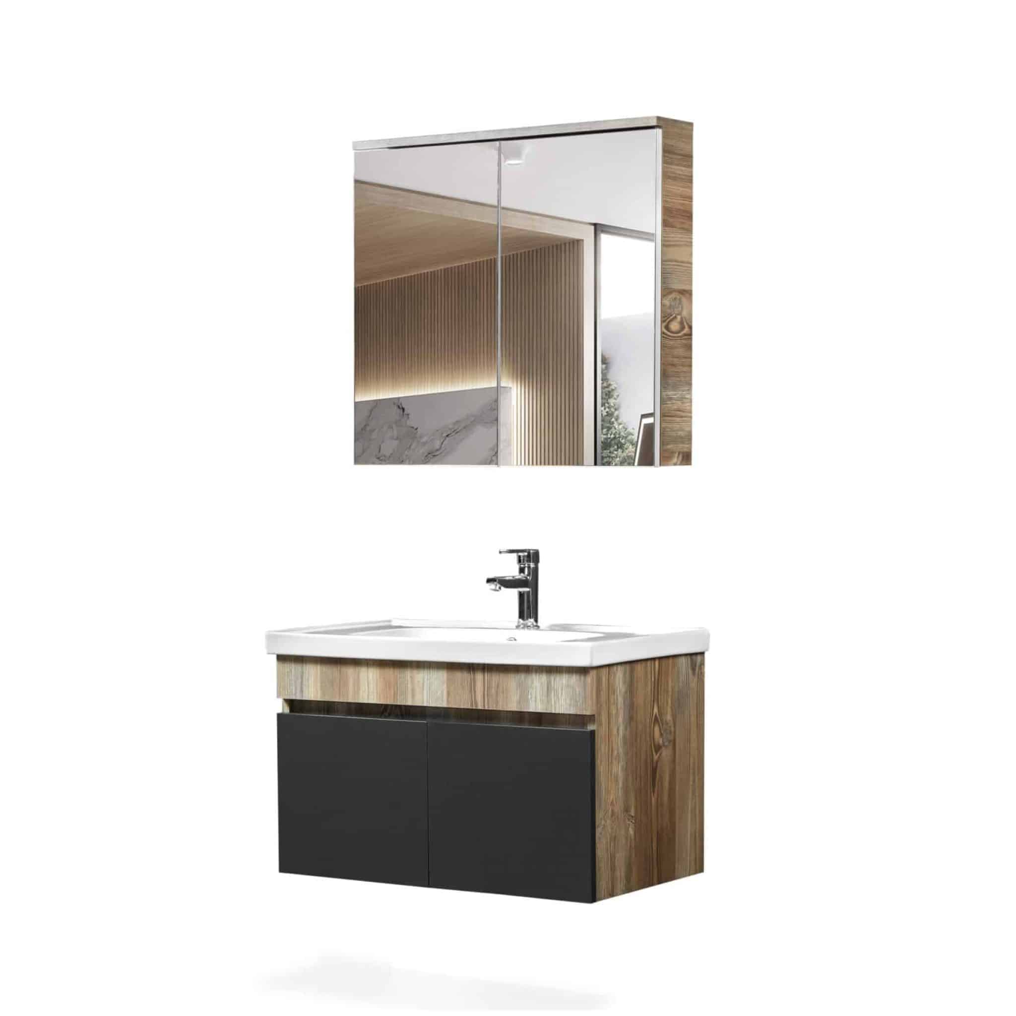 Bagnora SARDES 65 cm Banyo Dolabı - Beyaz/Antrasit (Boy Dolaplı) Bagnora SARDES 65 cm Banyo Dolabı - Beyaz/Antrasit (Boy Dolaplı)