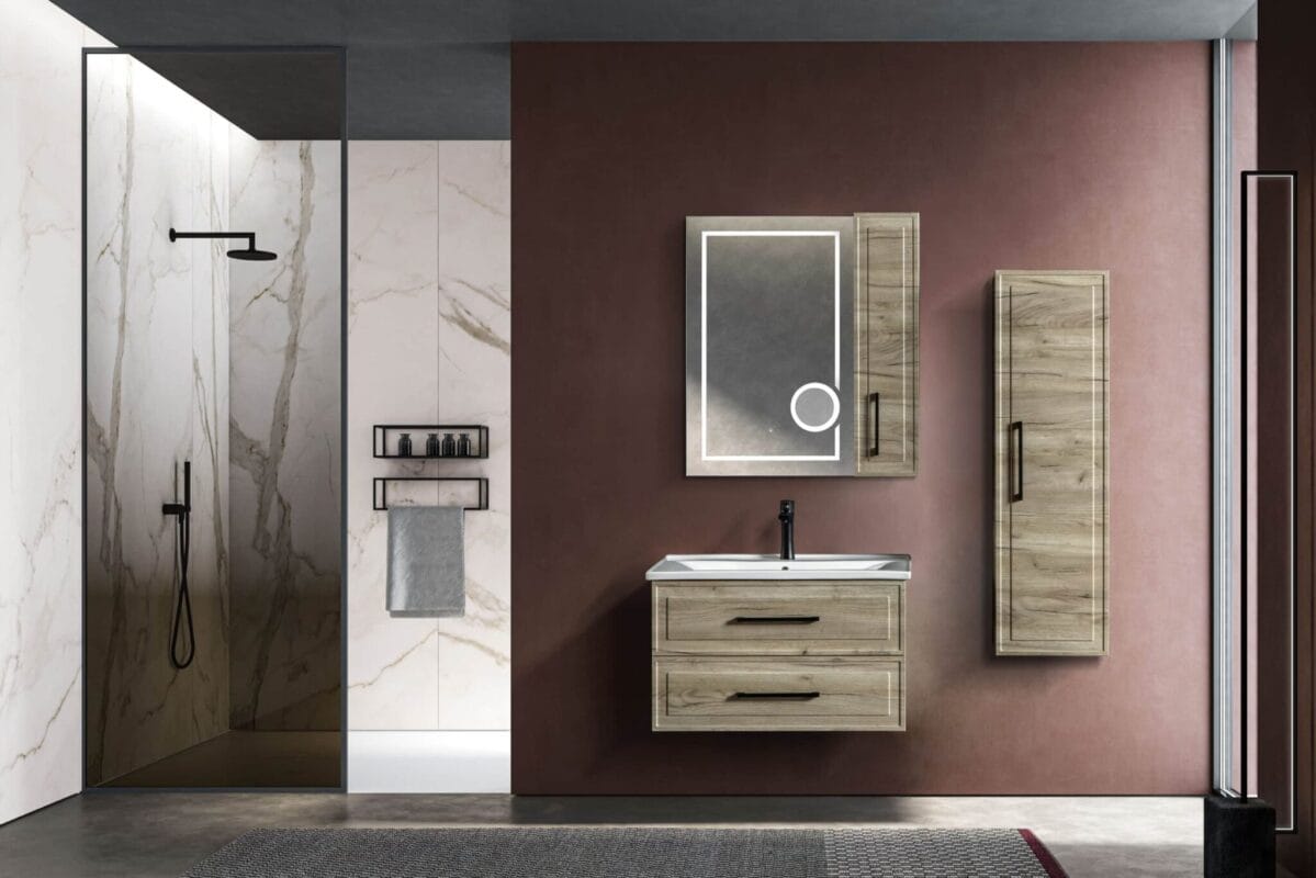 Bagnora Tudor 80 cm Ahşap Banyo Dolabı (Boy Dolaplı)