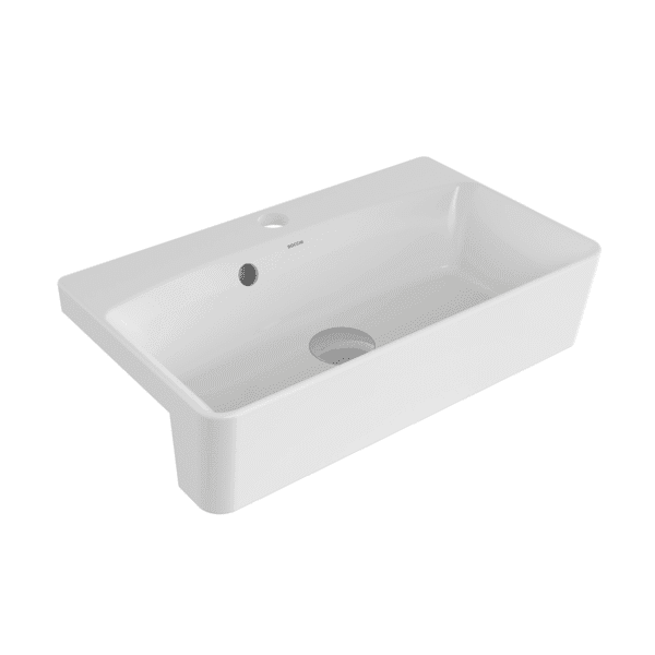 Bocchi Milano Dar Yarım Tezgah Lavabo 50X30 cm Parlak Beyaz