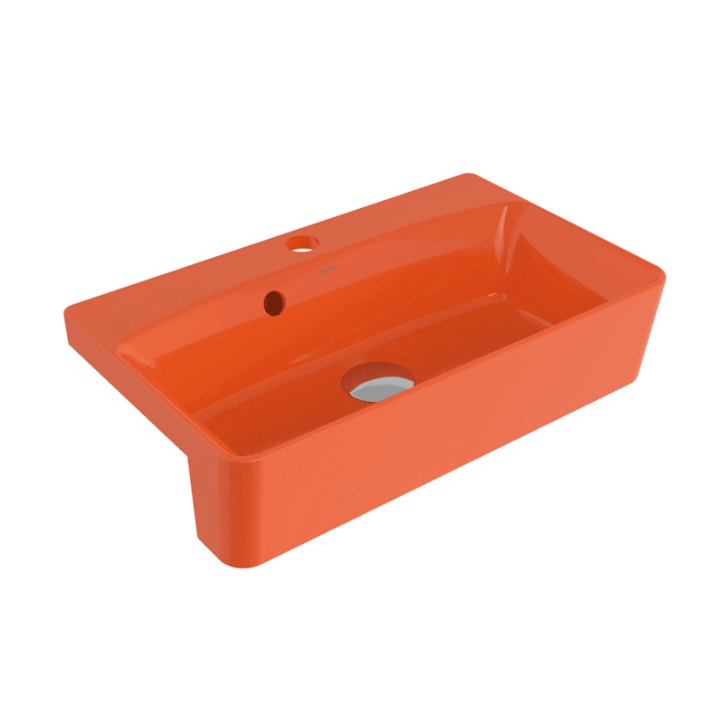 Bocchi Milano Dar Yarım Tezgah Lavabo 50X30 cm Parlak Turuncu