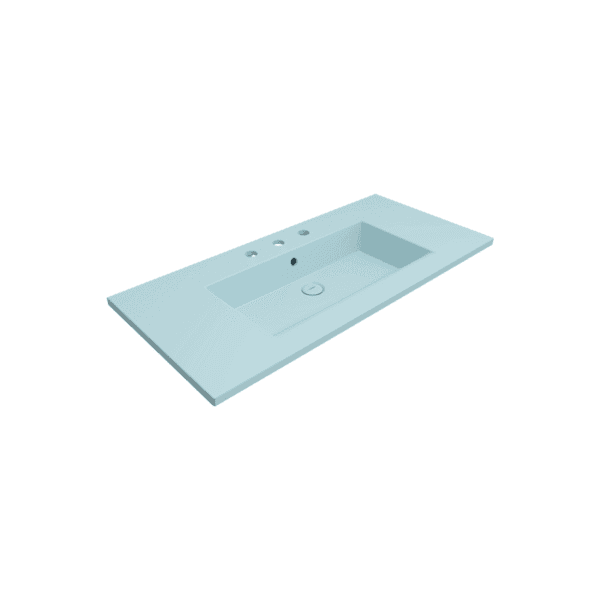 Bocchi Milano Etajerli Lavabo 100 cm Üç Delikli Mat Buz Mavi