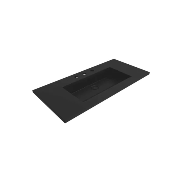 Bocchi Milano Etajerli Lavabo 100 cm Üç Delikli Mat Siyah