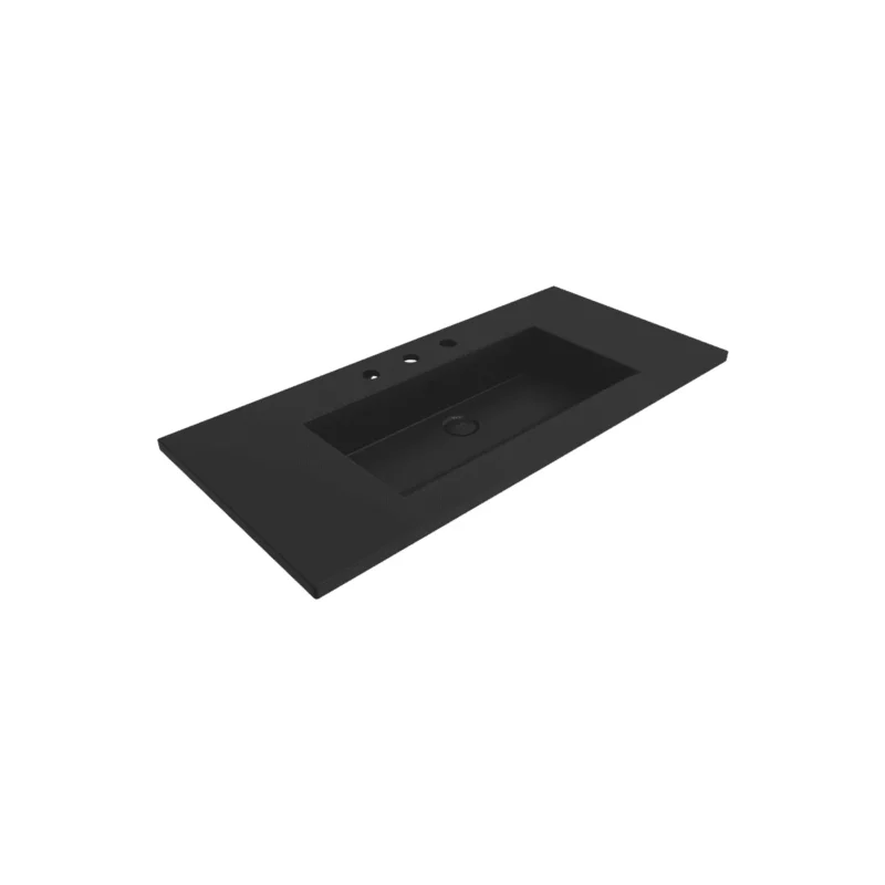 Bocchi Milano Etajerli Lavabo 100 cm Üç Delikli Mat Siyah