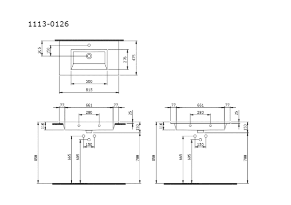 Bocchi Milano Etajerli Lavabo 80 cm Parlak Beyaz