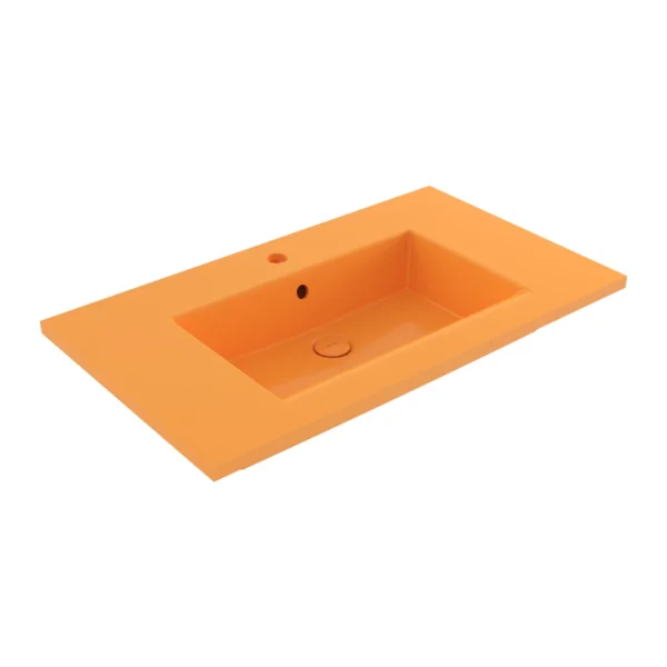 Bocchi Milano Etajerli Lavabo 80 cm Parlak Mandalina Sarısı