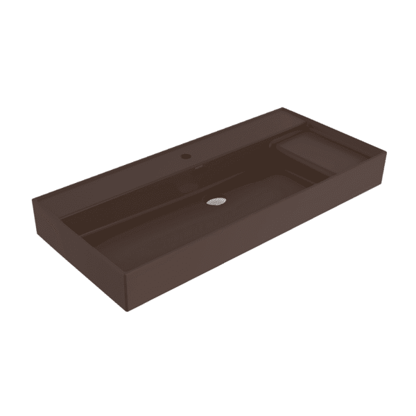 Bocchi Milano Sağdan Etejerli Lavabo 100 cm Mat Kahve