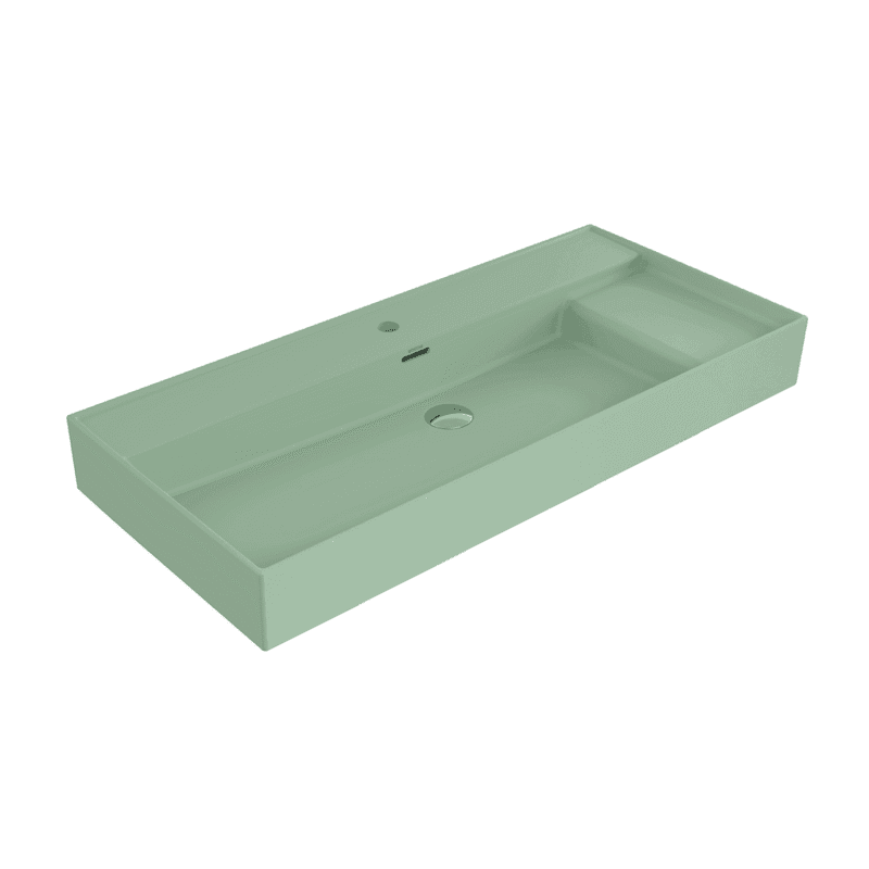 Bocchi Milano Sağdan Etejerli Lavabo 100 cm Mat Mint Yeşili
