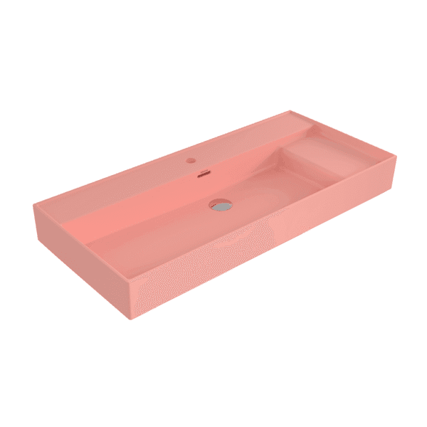 Bocchi Milano Sağdan Etejerli Lavabo 100 cm Mat Somon