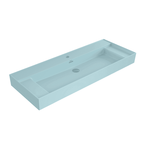 Bocchi Milano Sağdan Etejerli Lavabo 120 cm Mat Buz Mavisi