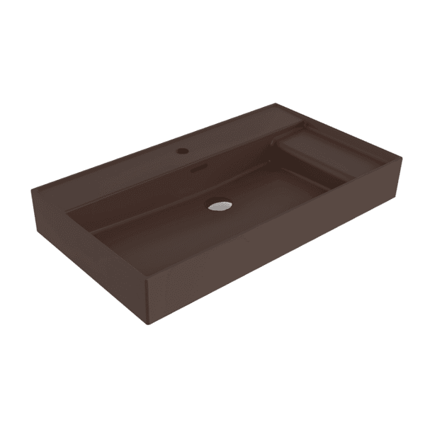 Bocchi Milano Sağdan Etejerli Lavabo 80 cm Mat Kahve