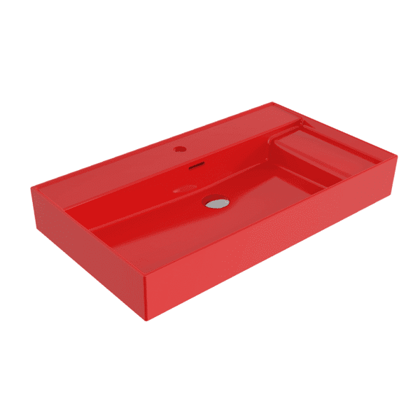 Bocchi Milano Sağdan Etejerli Lavabo 80 cm Parlak Kırmızı