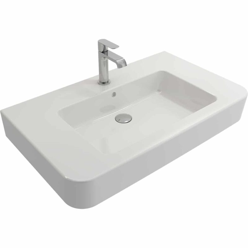 Bocchi Parma Tezgah Üstü Lavabo 85 cm Parlak Beyaz