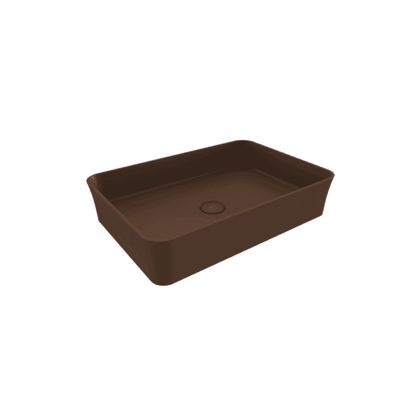 Bocchi Sottile Slim Line Tezgah Üstü Dikdörtgen 55X38 cm Lavabo Mat Kahve