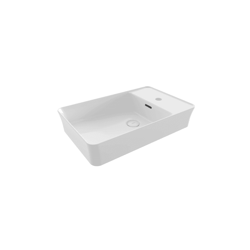 Bocchi Sottile Slim Line Tezgah Üstü Dikdörtgen Batarya Banklı 60X38 cm Lavabo Beyaz