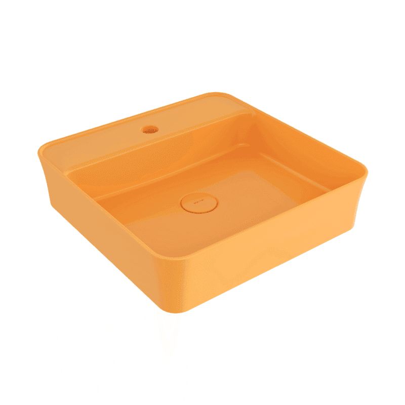 Bocchi Sottile Slim Line Tezgah Üstü Lavabo 45x45 cm Parlak Mandalina Sarısı