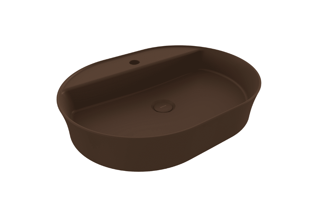 Bocchi Sottile Slim Line Tezgah Üstü Lavabo 60x45 cm Mat Kahve