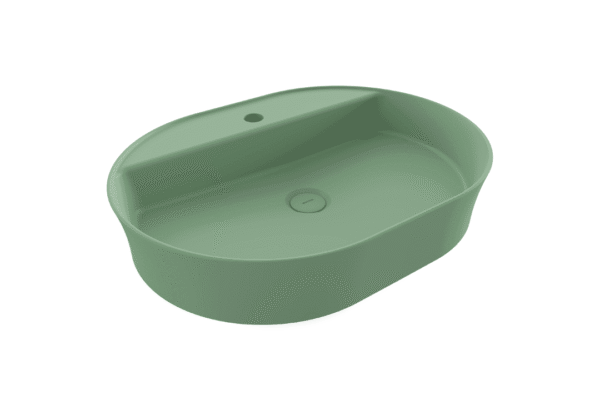 Bocchi Sottile Slim Line Tezgah Üstü Lavabo 60x45 cm Mat Mint Yeşil