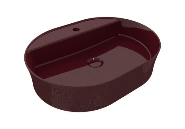 Bocchi Sottile Slim Line Tezgah Üstü Lavabo 60x45 cm Parlak Burgonya Bordosu