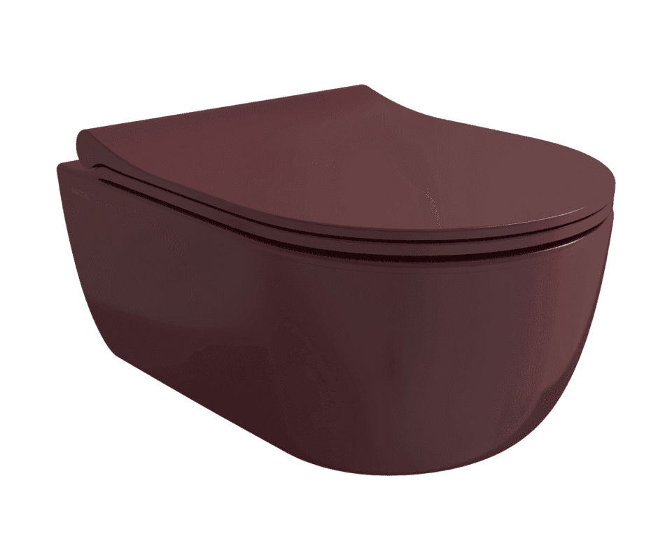 Bocchi V Tondo Rimless Asma Klozet Parlak Burgonya Bordosu