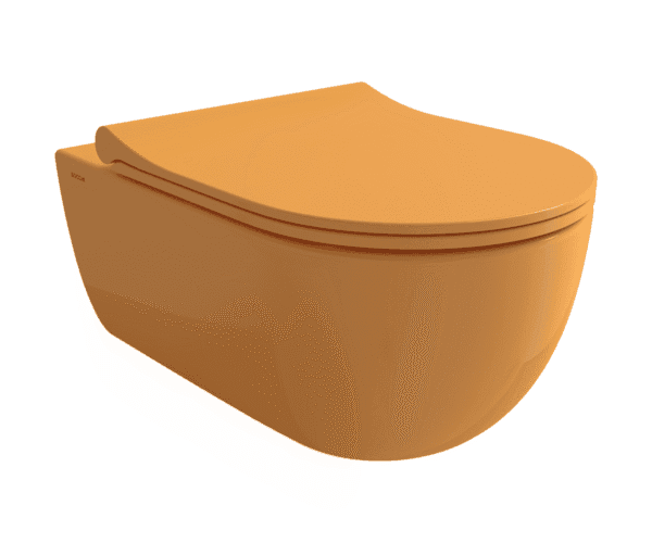 Bocchi V-Tondo Rimless Gizli Taharet Girişli Asma Klozet Parlak Mandalina Sarısı