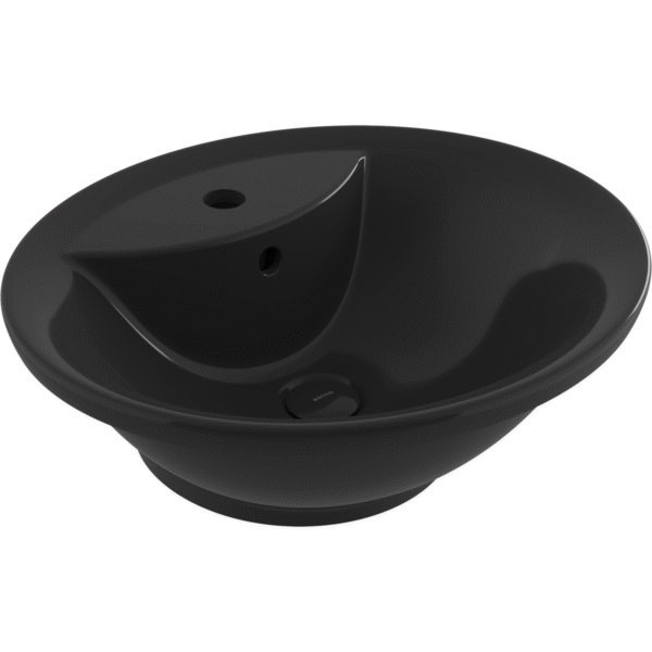 Bocchi Verona Bat Banklı Tezgah Üstü Lavabo 50 cm - Parlak Siyah