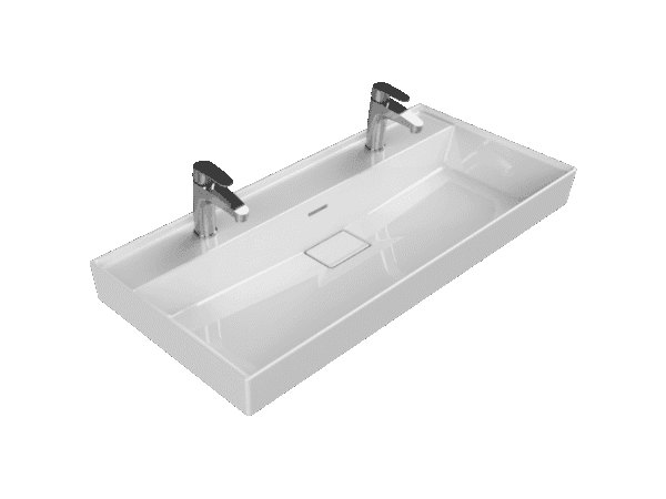Cerastyle Sharp Etajerli Lavabo 100x48 cm (Tek Hazneli, Çift Batarya Delikli)