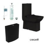 Creavit Lara Takım Klozet Mat Siyah+Duroplast Kapak+Lara Rezervuar+Çift Basmalı İç Takım Set